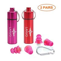 LANVO Noise Cancelling Ear Plugs for Sleeping - Reusable Silicone Ear Plugs of Hearing Protection for Motorcycles, Shooting, Snoring, Swimming, 32dB Highest NRR, 2 Pairs with 2 Travel Cases