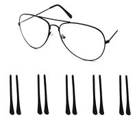 LASSUM 5 Pairs Anti-Slip Silicone Eyeglass End Tips Ear Sock Pieces Tube Replacement for Thin Metal Eyeglass Legs (Black)