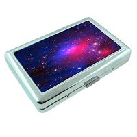 Purple Galaxy Em3 Hip Silver Cigarette Case Id Holder Metal Wallet 4" X 2.75" RFID Protection