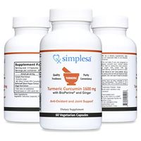 SIMPLESA Nutrition- Turmeric Curcumin 1600 mg with BioPerine and Ginger Non-GMO, Gluten Free (60 Capsules) Made in USA