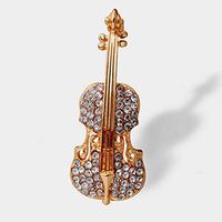 Gift Violin Shape Pearl Lapel Pin Jewelry Brooch Pin Clothes Accessories Daily Popular Fashion Novelty Aesthetic Girls Woman Styling Delicate Creative Accessory