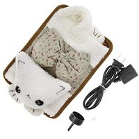 Winter Hand Warmer Rechargeable Safe Hot Water Bag, Cute Bowknot Cat Portable Electric Heat Warming Bag Pain Relief Hot Water Bottle+Cartoon Soft Detachable Velvet Cover(No Water Injection)