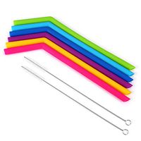 Reusable Straws - Big Reusable Silicone Drinking Straws with Cleaning Brushes for 30 oz Tumblers RTIC/Yeti, Extra Long Flexible Bendy Straw, BPA Free - No Rubber Tast 6 Pcs