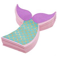 Juvale 50-Pack Mermaid Tail Die-Cut Paper Napkins with Gold Foil, Birthday Party Supplies, 3 Ply, 5 x 5 Inches