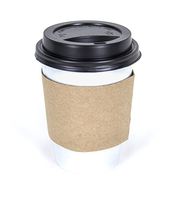 CucinaPrime White Paper Coffee Hot Cups with Black Travel Lids and Sleeves - 12 oz, 100 Count