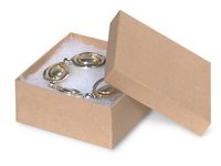 Jewelry Boxes with Synthetic Cotton Fill - 100 Count - Brown Kraft - 3.5" x 3.5" x 1.5"