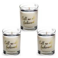 LUNA CANDLE CO. Fine Bourbon Soy Jar Candle, 11oz. Clear Glass, Up to 110 Hours of Burn Time, Single Wick, Aromatic Sandalwood Scent, Crafted in The USA- Call Me Old Fashioned, (3 Pack)