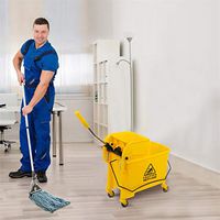 heavKin 20L Cleaning Water Cart, 4 Wheel Home Hotel 5.28 Gallon Mop Bucket with Wringer Combo,Shipped from The US Warehouse (Yellow, 23.5" L x 10.75" W x 27.5" H)