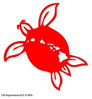 UR Impressions Red Hawaiian Islands Sea Turtle Decal Vinyl Sticker Graphics for Cars Trucks SUV Vans Walls Window Laptop|RED|5.5 inch|URI521