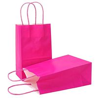 AZOWA Gift Bags Large Kraft Paper Bags with Handles (9.8 x 7.5 x 3.9 in, Magenta, 25 Pcs)