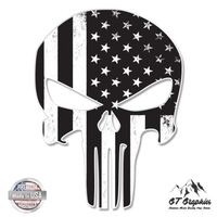 GT Graphics Punisher Skull Subdued American Flag Tactical - 8" Vinyl Sticker - for Car Laptop I-Pad - Waterproof Decal