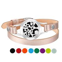 pathside Essential Oil Diffuser Bracelet, Stainless Steel Essential Oil Locket Bracelets with 8 Color Pads Unique Gifts for Girls & Women (Rose Gold)