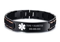 XUANPAI Free Custom Engraving Adjustable Stainless Steel Brushed Medical Alert ID Bracelet for Men Women,Rose