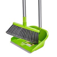 Broom and Dustpan With Long Handle Telescopic Up Soft Brush Non-stick Hair Natural Rubber Broom Set Extra Long Handle Stainless Steel Rod Upright Stand Up Broom And Dustpan Set Used For Home Kitchen T