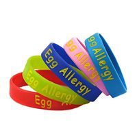 BAIYI Egg Allergy Alert Bracelets for Child Silicone Medical Wristbands 5Pcs