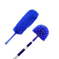 Cobweb Duster with Extension Pole | Plus Microfiber Ceiling Fan Duster Extendable Reach 20 feet, | 3-Stage Aluminum Telescoping Pole | Medium Stiff Bristles | Long Handle Webster Duster for Cleaning