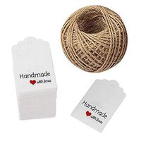 Handmade with Love Mini Gift Paper Tags, 200 pcs Rectangle White Gift Labels with 99 ft Natural Jute Twin, Kindness for Gift Wrap, Wedding Favors by Hubhnb