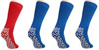 Nobles XXXL Extra Wide Bariatric Non Skid Slipper Socks for Swollen Feet and Edema -XXXL Extra Wide (4 Pairs 3 Blue 1 Red)