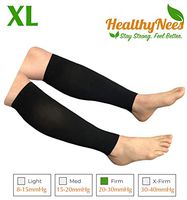 HealthyNees Shin Calf Sleeve 20-30 mmHg Medical Compression Circulation Extra Wide Plus Size Big Tall Leg Thick Calves Firm Support (Black, Regular Calf XL)