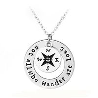 Meolin "Not All Who Wander Are Lost '' Compass Necklace Find Your Way,x10588,52cm