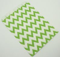 25 Chevron Print Treat Paper Party Favor Bags Food Safe Candy Snack 7" x 5" (Apple Green)