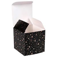 RUSPEPA Recycled Cardboard Gift Boxes - Small Square Gift Boxes with Lids for Party and Crafts - 3x3x3inch - 20 Pack - Gold Star Foil