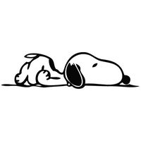 Snoopy on Floor - Vinyl 4" wide (Color BLACK) decal laptop tablet skateboard car windows stickers