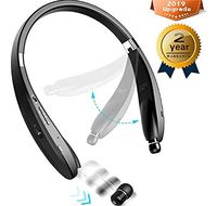 Bluetooth Headphones Wireless Neckband Headset - Sweatproof Foldable Earphones with Mic, Retractable Earbud and 16 Hours Play Time for iPhone Android Cellphone Tablets TV