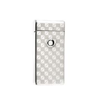 Unishow [2016 USB Rechargeable Flameless Electronic Arc Plasma Pulse Cigarette Metal Lighter in Gift Box W/a Free Velvet Pouch (Silver Spot)