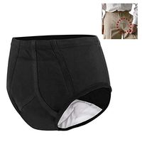 Men's Incontinence Underwear with Built in Absorbent Pad Surgical Recovery Washable Reusable Incontinence Briefs for Prostate Surgery (Black, Large)