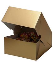 Christmas Cookie Gift Boxes Small Square Metallic Gold Empty Bakery & Pastry Box with Lids for Gift Giving & Packaging On Holiday and Party Decor Bulk Pack (Set of 12) (6 Inch, Gold)