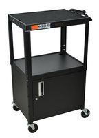 H WILSON W42ACE Adjustable Height Cabinet AV Cart, Black