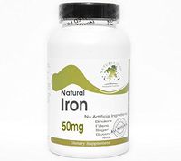 Natural Iron 50mg ~ 100 Capsules - No Additives ~ Naturetition Supplements