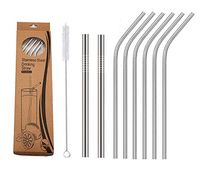 Ssuger9 Stainless Steel Straws Reusable 8 Set,Straws with 1 Cleaning Brush for Smoothie, Milkshake, Cocktail, Milk tea and for 30oz Tumblers Cups Mugs