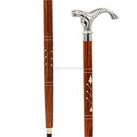 Premium Chromed Deluxe Walking Sticks | Rosewood Crafted Walking Cane with Solid Brass Chrome Decorative Bars | Walking Canes & Crutches | Nagina International (Fairy, 36 Inches)