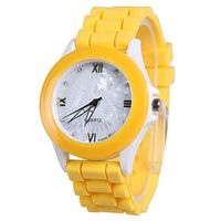 IEason,Women Silicone Rubber Jelly Gel Quartz Casual Sports Wrist Watch (Yellow)