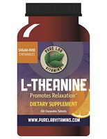 Pure Lab Vitamins L-Theanine 125mg Sugar - Free Chewable -60 Tablets, stevia Free, Artificial Sweetener Free.