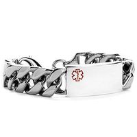 StickyJ USA Mens Large Link Medical Alert Bracelet 9 in