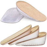 Ailaka 2 Pairs Gel Height Increase Insole, Invisible Heel Lift Inserts, Elastic Shock Absorption Pads 3 Heights for Men & Women