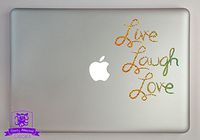 Overly Attached Decals Live Laugh Love Typography 13" Laptop Specialty Vinyl Decal - Gold-Metal-Flake