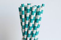 Teal Rugby Horizontal Striped Paper Straws (50)