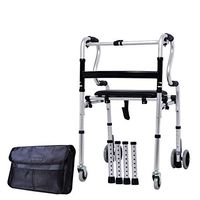 LQFLD Elderly People Foldable Walker Waterproof Seat for Limited Mobility Adjustable Compact Lightweight Walking Aid,B