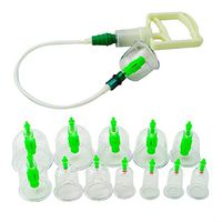 Lolicute Vacuum Chinese Medical 12 Cups Body Cupping Set + 6 Acupressure Magnets Point Therapy Home Device for Body Massage, Pain Relief, Physical Therapy