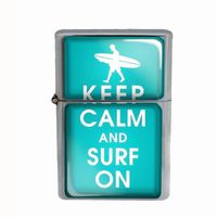 Wind Proof Dual Torch Refillable Lighter Keep Calm and Surf On Design-003
