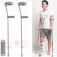 Folding Crutches,Standard Handle, Double Adjustable, Telescopic Forearm Crutch Assistance, Lightweight Walking Aid - Gray,B,2PCS