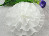 12pcs Big Chiffon Cabbage Flower Appliques Craft DIY (Pick Color (White)