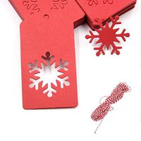 EORTA 100 Pieces Christams Gift Tags with 20 M Twine Kraft Paper Lables Hollowed Snowflake Blank Gift Message Cards Christams Tree Hanging Decoration for DIY Art Craft Party Holiday, Red