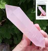 Free Crystal Property Booklet 6 Sided Genuine Rose Quartz Crystal Obelisk Tower Jumbo 6 Facet Approx Size 2.5 Inch Approx Handmade Aura Rock Crystal Natural Polished Therapy Massage Wand
