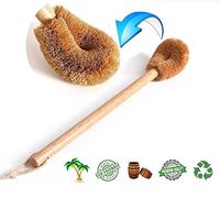 Qiny Toilet Brush, Natural Coconut Fibre Brush Head, Rubber Wood Handle with Cotton Lanyard Cleaning Brush, for Bathroom Toilet
