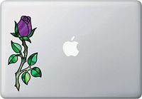 Yadda-Yadda Design Co. Rosebud on Long Stem - Rose - Stained Glass Style Vinyl Decal for Laptop | MacBook | Trackpad | Tablet YYDC (3" w x 7" h) (Color Variations Available) (Purple)
